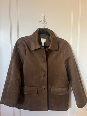 H&M Brown Suede Button-Up Jacket